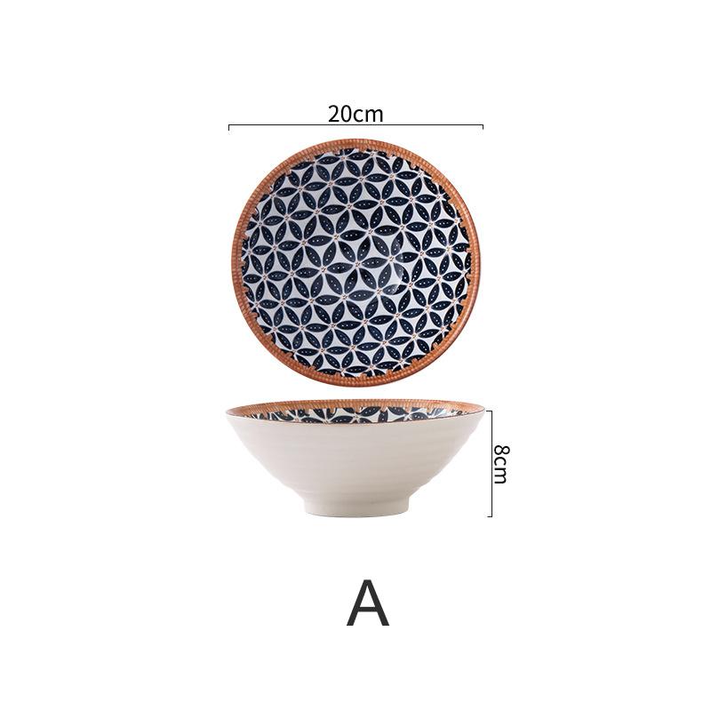 8-дюймовая миска для лапши керамическая миска для супа китайская кухня столовая посуда фарфоровая цветочная ротанговая тарелка