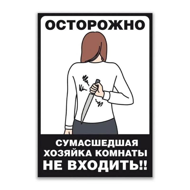 Предупреждение Злая Хозяйка Металлическая Табличка, INFO-MAG Табличка на Забор 20x30см
