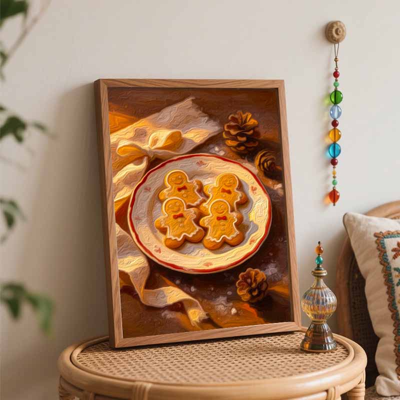 Christmas Gingerbread Cookie Pine Cone Digital Oil Painting Art Kit Hand Painting Home Decoration Painting