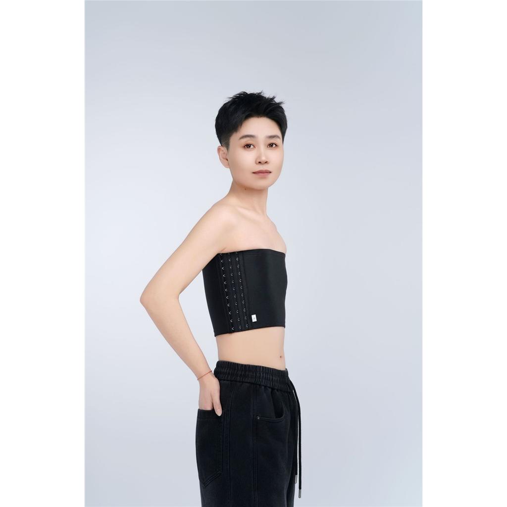 Strapless Tube Chest Binder, Invisible Slim Compression Binder, Thin Breathable Chest Minimizer With Adjustable Side Hooks