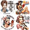 3Pcs Retro 80S Woman Sarcastic Housewife Diy Uv Dtf Rub On Transfer Stickers Craft Glass Mug Cup Wraps Junk Journal Scrapbooking