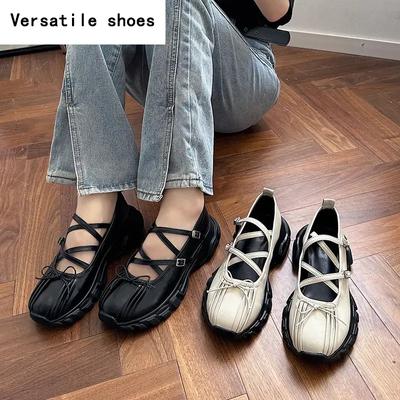 Осенняя массивная женская спортивная обувь, модные туфли на плоской платформе с бабочкой и узлом, женская повседневная обувь Мэри Джейн для отдыха на природе