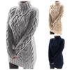 Autumn Winter Thicken Sweater Dresses For Women Turtleneck Long Sleeve Knitted Retro Sweaters Ladies Pullovers Sweater