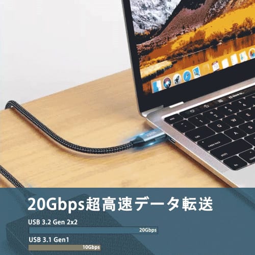 Кабель Type-C 3 м USB-C на USB-C Сверхбыстрая зарядка [Совместимость с PD 100 Вт Быстрая зарядка/Стандарт USB 3.2 Gen2*2 20 Гбит/с Передача данных] Вывод видео 8K/60 Гц