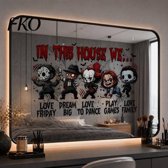 Villain Window Cling Halloween Static Cling, Scary Negative Character Glass Horror Sticker, Reusable Removable Decals for Home Party