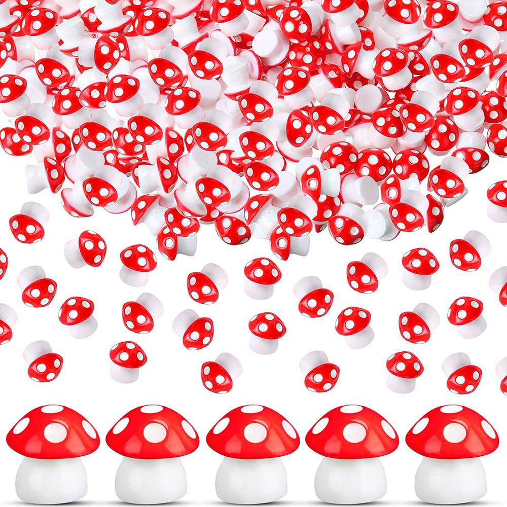 50Pcs Tiny Resin Mushroom Mini Mushrooms Miniature Figurines for Micro Garden Landscape Terrarium Crafts Decoration