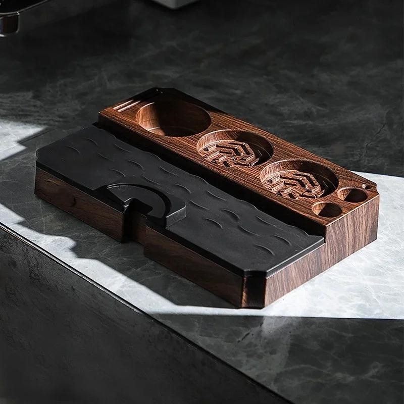 51/53/58 мм Станция для темперовки кофе Подставка Основа с текстурой дерева Держатель для кофейных портафильтров Подставка для щеток Коврик для темперовки эспрессо Инструменты для хранения кофе