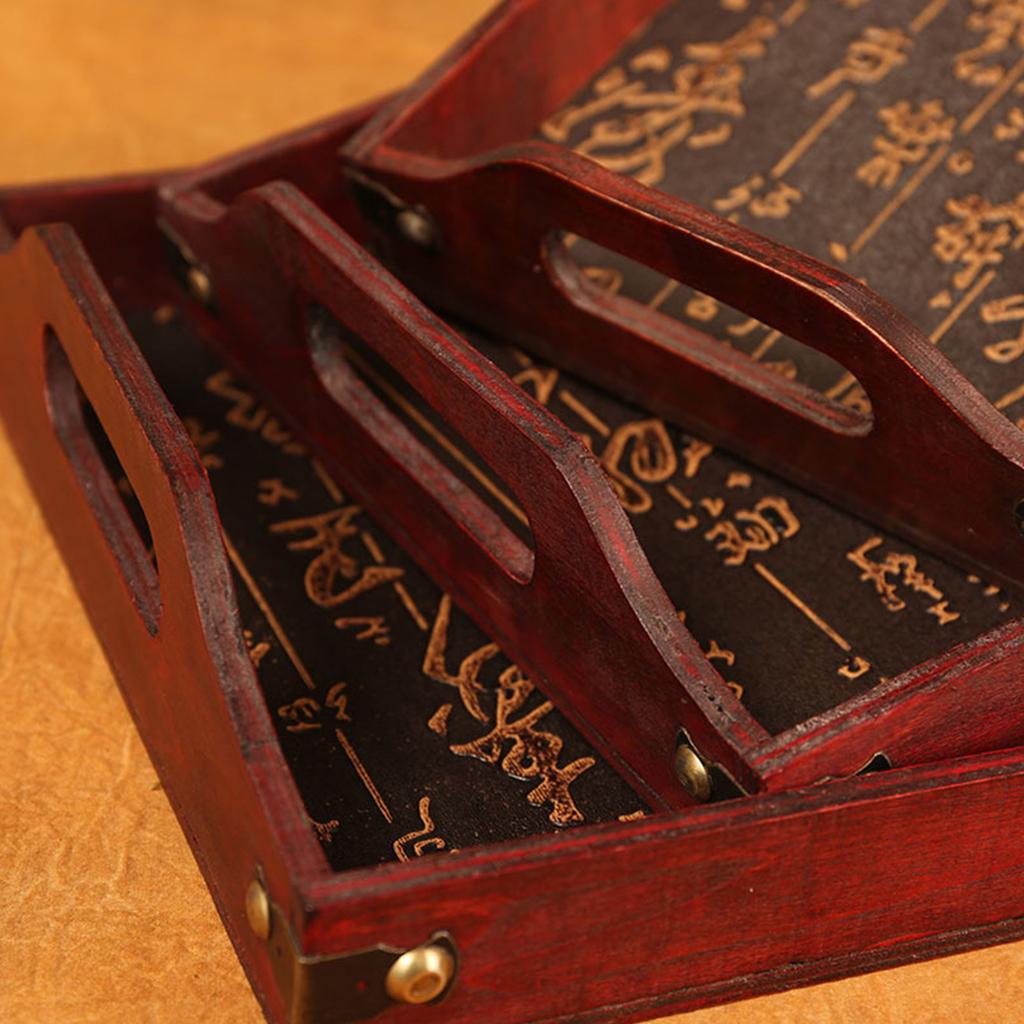Rectangular Wooden Tea Tray with Carving Deisgn For Chinese Kung Fu Tea Cups And Food Display Home Decor Table Accessory