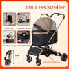 3 In 1 Household Washable Dog Cat Carrier Outdoor 4 Wheels Lightweight Trolley Foldable Pet Stroller