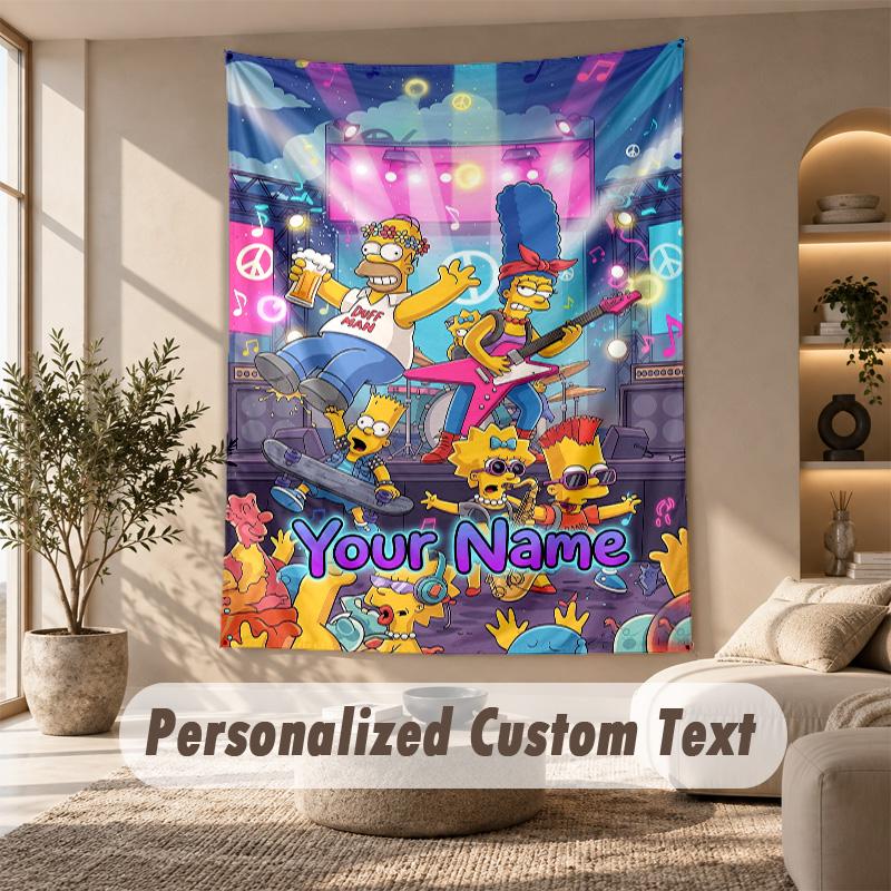 Tapestry Custom Name Text, Wall Hanging Tapestry Home Room DecorThe Simpsons