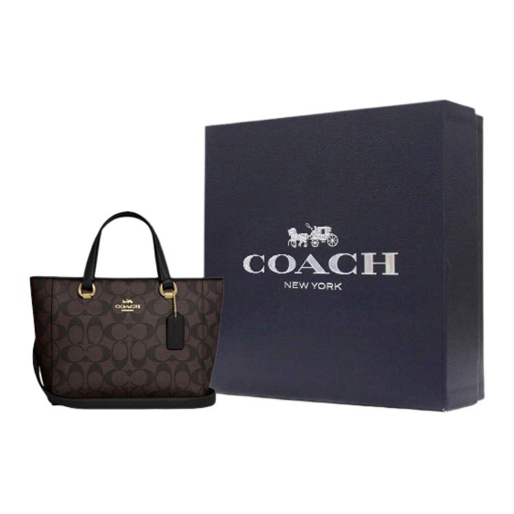 Coach Alice 21 Zipper Closure Multi-Functional Pocket Signature Coated Canvas And Smooth Leather Shoulder Crossbody Tote Bag Small CA613-IMAA8
