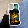 World Life Tree Mobile Phone Case for iPhone 17 16 15 14 13 12 11 Air Pro Max Plus Wavy Edge TPU Colorful Cover Cover Pretty