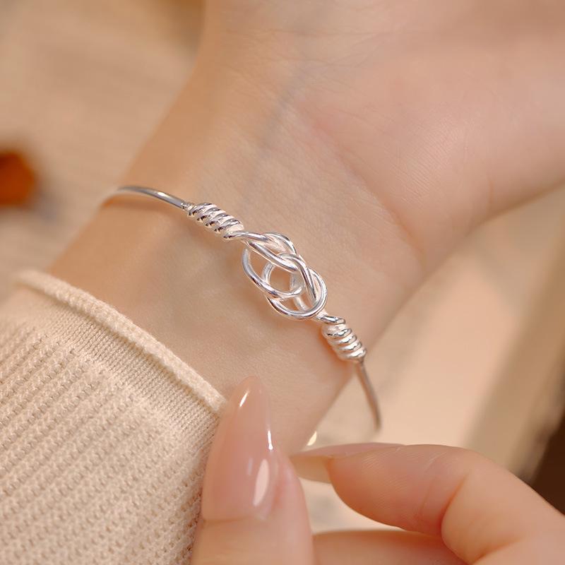 Браслет Banyan Tree из серебра 925 пробы с геометрическим узлом, женский, ретро, открытый, подарок