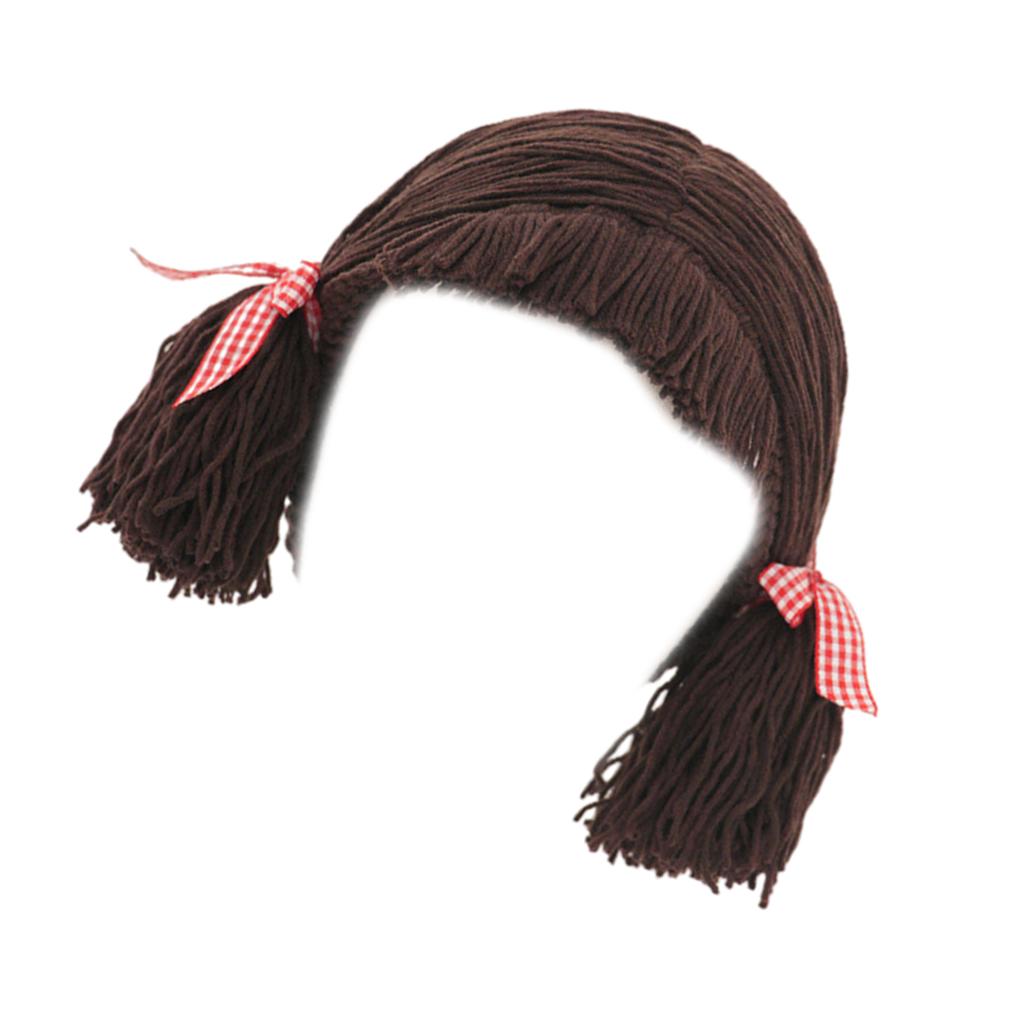 Детская шапка-парик с челкой ручной работы для зимнего тепла и очарования, средняя часть, коса, шапка-бини, головной убор для косплея