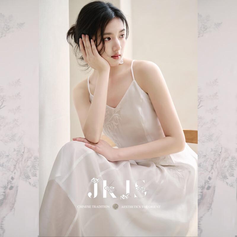 JK&JS 'Floating Cloud Scroll' New Chinese Style Long Slip Dress