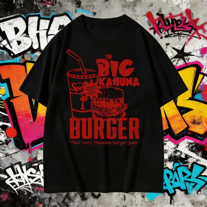 2026 Summer The Big Kahuna Burger Print Cotton TShirt Unisex Hip Hop Sport Casual Breathable Plus Size Loose Tops Y2k