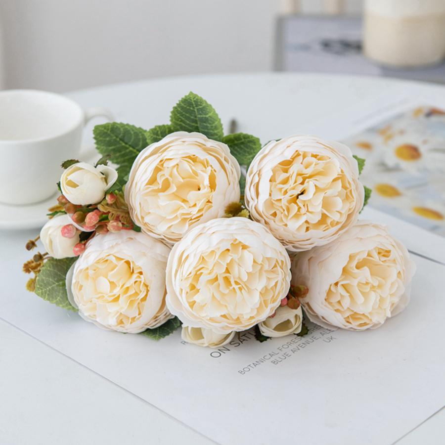 7 Forks Silk Artificial Flower Peony Home Room Wedding Wreath Festival Party Outdoor Arch Background Decor Floral Arrangement