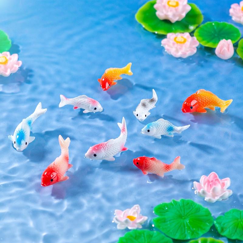 10 шт. DIY Декоративные фигурки золотых рыбок Декор для дома Миниатюрная модель аквариума Рыба Карп Имитация животных Игрушки для детей