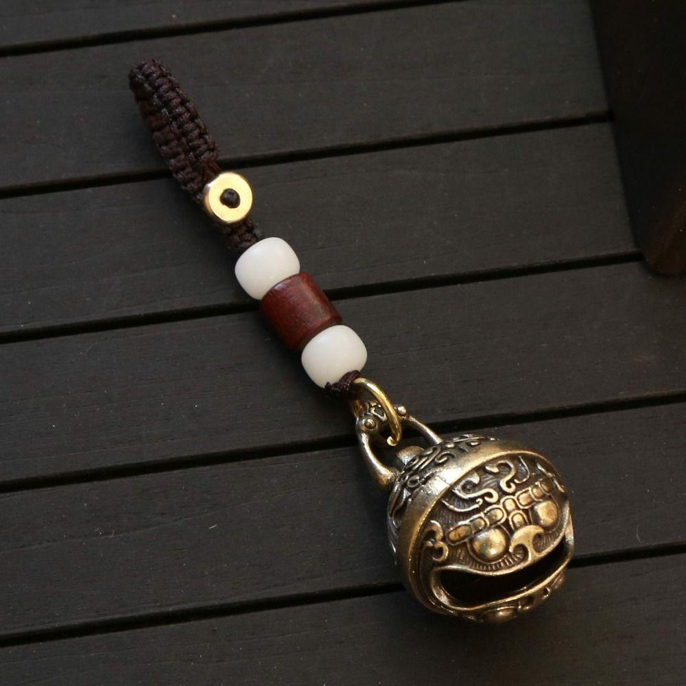 Латунный латунный брелок для ключей в виде колокольчика, брелок для ключей в виде веревки, брелок для ключей в виде мантры для женщин