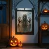 Waterproof PVC Wall Art Skeleton Window Frame Sticker for Halloween Horror Decoration, Reusable Decor Holiday Decals with Spider Web Design,