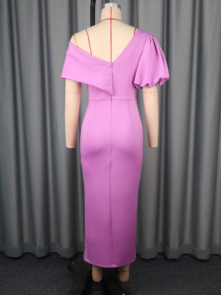 AOMEI Темно-красные вечерние платья, элегантные женские платья с открытыми плечами, V-образным вырезом, рукавами-фонариками, разрезами, нестандартной длины, стильные праздничные наряды