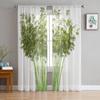 Бамбуковое дерево, зеленые растения, прозрачные шторы для гостиной, прозрачный тюль, занавеска для окна, спальня, кухня, домашний декор, вуаль, шторы