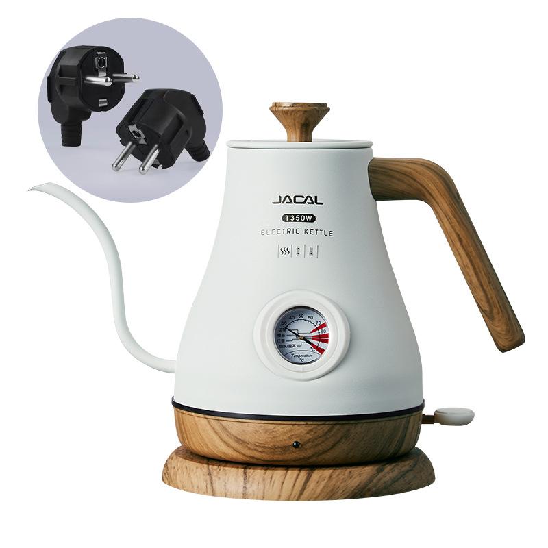 Электрический чайник 220 В/110 В, 1 л, нержавеющая сталь 304, изогнутый носик, кофеварка, изящный заварочный чайник с термометром