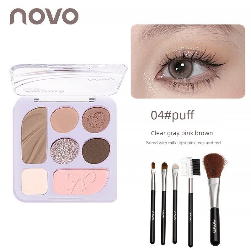 Novo Eye Shadow Matte Contouring Blush Brightening Saturated Pearlescent Daily Blush Waterproof Seven-Color Multi-Functional Comprehensive Palette