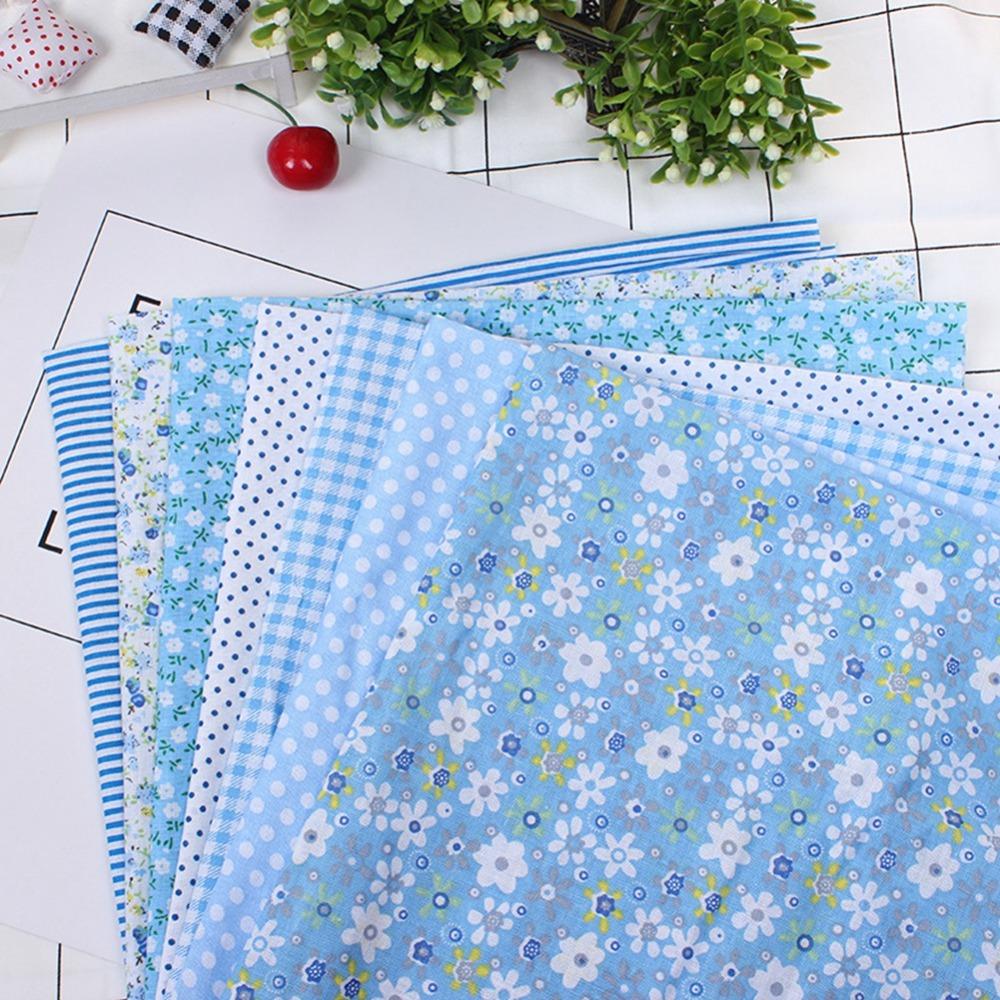 7Pcs Blue floral pattern Fabric Bundle Quilting Fabric Hand quilt production