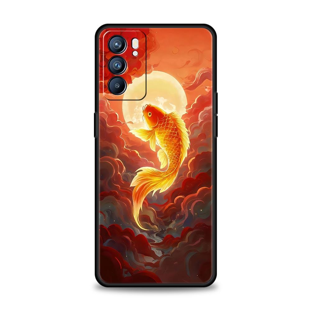 Чехол для телефона 'Золотая рыбка плывет' для Oppo A17 A31 A54 A57 A78 A79 A98 Find X5 X6 Reno 6 7 8 10 11 12 13 F Pro 5G Мягкий чехол из ТПУ Сумки