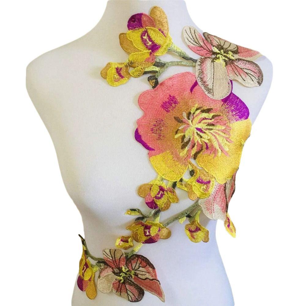 Большой размер вышитые нашивки с цветком пиона, нашивки для одежды с цветком пиона, аппликация для одежды, шитье