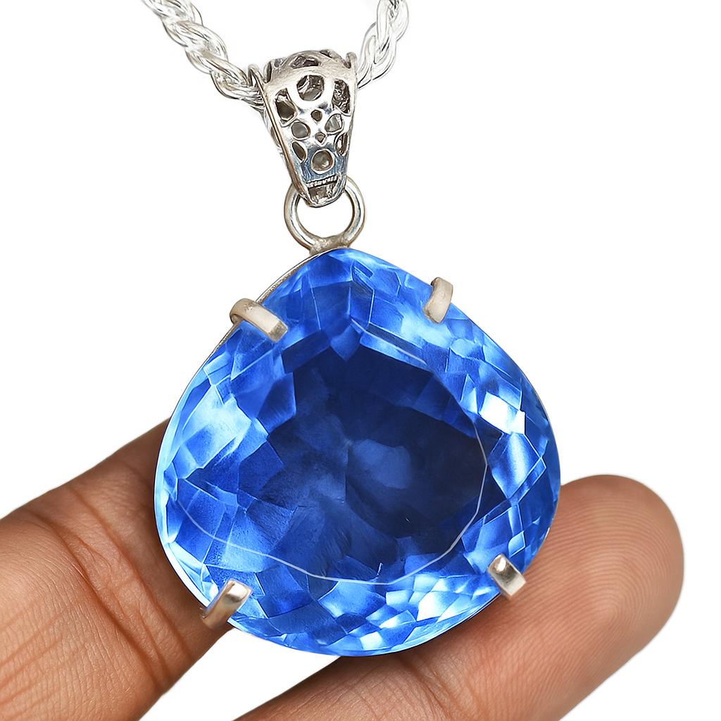 Lab Grown 110.4 Ct CERTIFIED Blue Topaz Pear Pendant A Grade Jewelry Gems AI-93-NS
