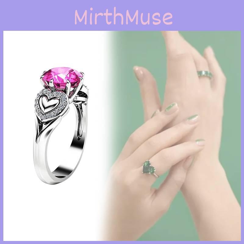 Fashionable Heart Shaped Pink Zircon Crystal Ring With Silver Plated Adjustable Band For Women