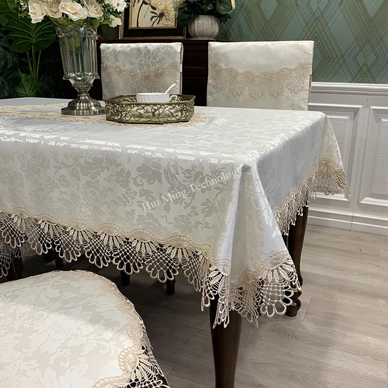 Tablecloth Rectangle Luxury Embroidery Lace Round Table Cover Flower Elegant Hollow Out Table Dining Cloth Table Flag Towels