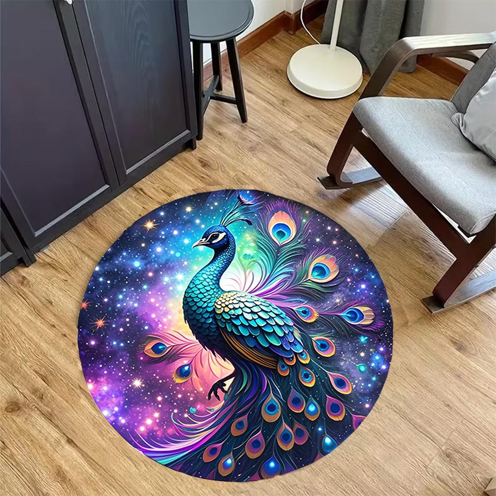 1pc home carpet peacock design non-slip rug for office decor and living room gift ideas