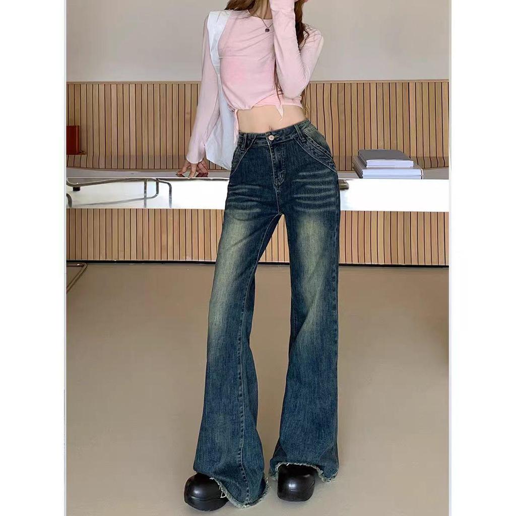 Women's High-Waisted Retro Micro-Flared Jeans - Stretch Slimming Fit for Spring & Autumn