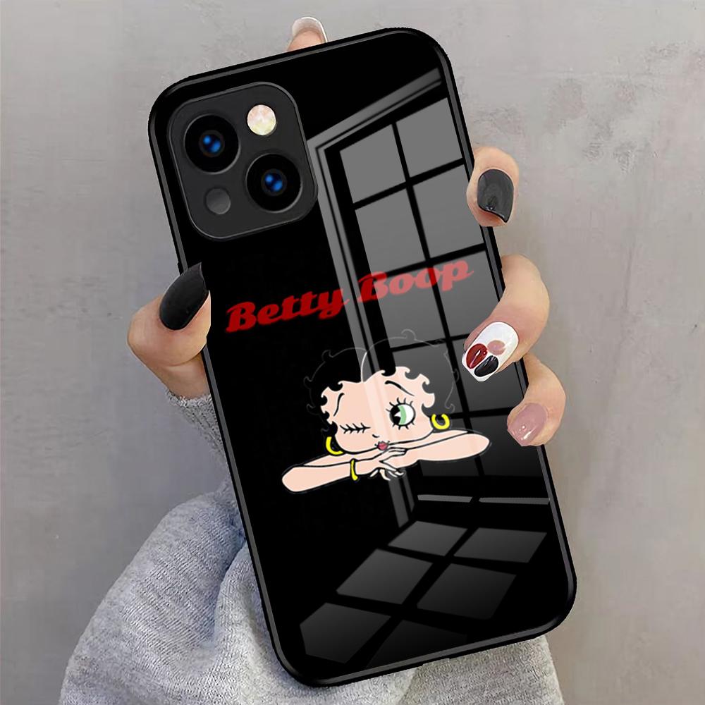 Betty Beautiful B-boop Phone Case For IPhone 17 Pro Max 16 15 14 Pro Max 13 11 X Xs Xr 8 7Plus Glass Cover