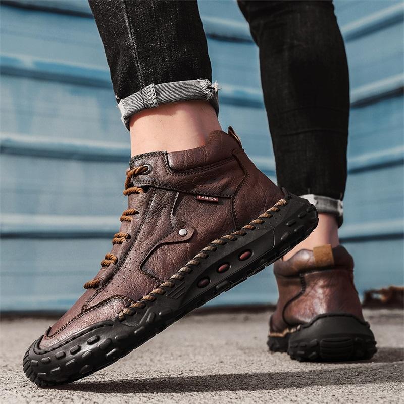 Весенне-осенние мужские высокие повседневные ботинки ручной работы кожаные ботинки ковбойские ботинки для мужчин