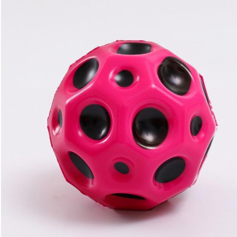 Soft Galaxy Hole Bouncy Ball Anti-Fall Moon Shape Porous Elastic Toy 1Pc for Kids Family Gathering Play Game Use