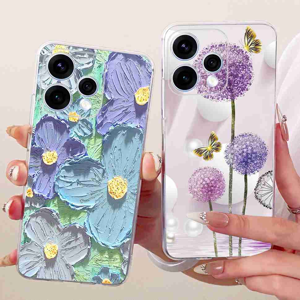 Чехол для Oppo Reno15 5G, цветной, с цветами, из мягкого силикона, задняя крышка для Oppo Reno15 Reno 15 5G CPH2825, корпус телефона, Fundas