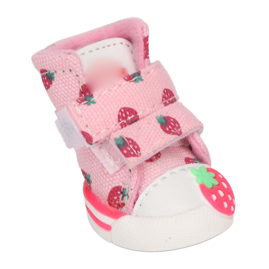 Обувь для собак Нескользящие дышащие парусиновые милые ботинки для маленьких собак с клубничным принтом Тедди Бишон