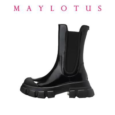 Модные женские мотоциклетные ботинки на танкетке, женские весенние туфли на высоком каблуке и платформе, кожаные ботинки в стиле милитари на шнуровке, черные ботинки на платформе для девочек