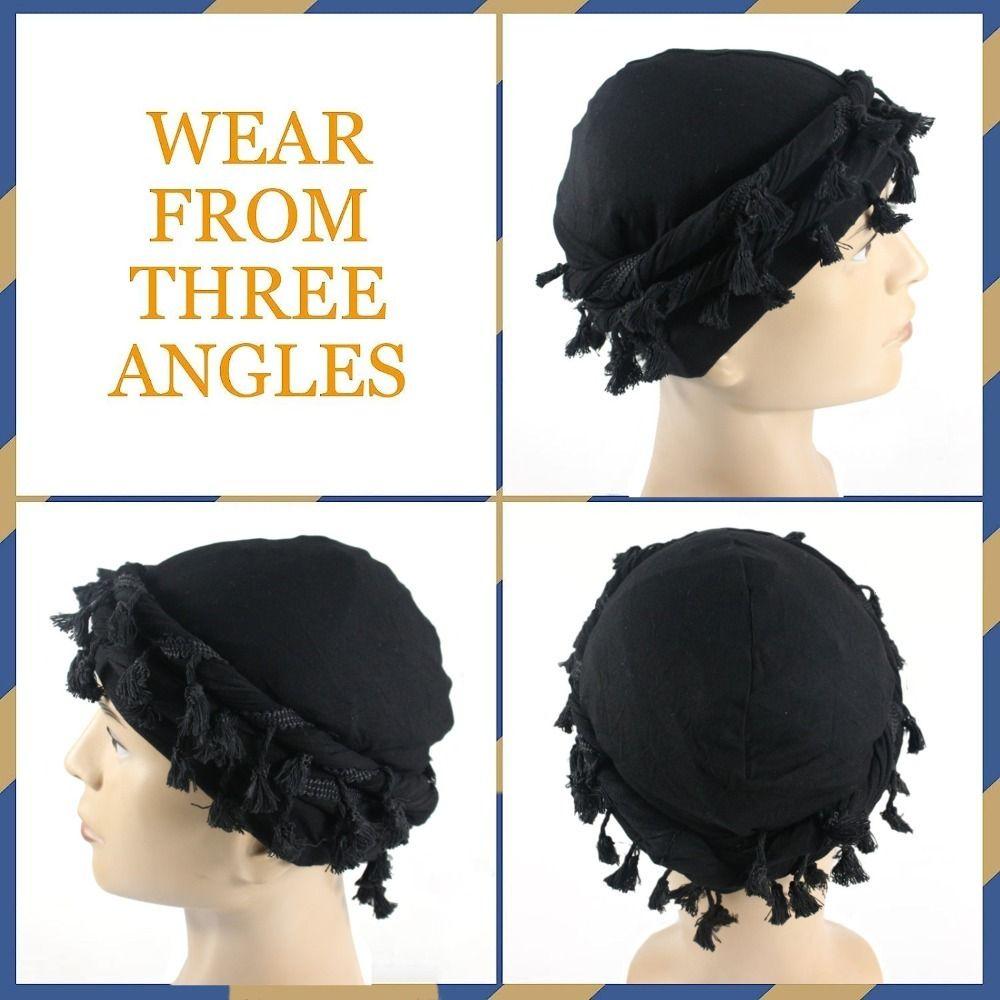 Burr Trim Punk Bandana Hat Fringe Head Wraps Solid Men Braid Hat Hiking