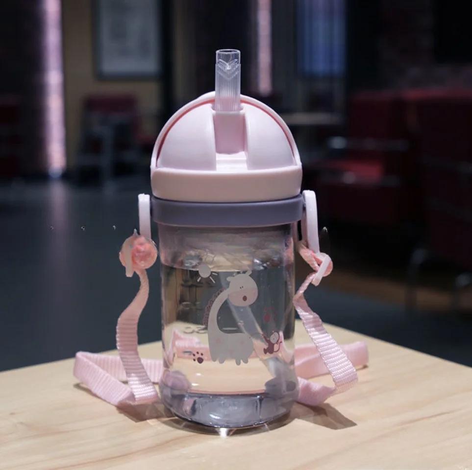 Детская пластиковая бутылка для питья с соломинкой и мультяшным рисунком - Идеально подходит для кормления и обучения малыша на открытом воздухе