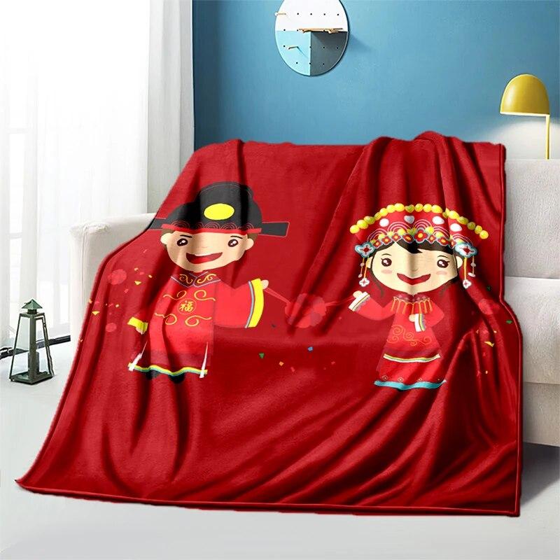 Китайское свадебное плюшевое покрывало с героями мультфильмов, тонкие одеяла для пикника, современное фланелевое одеяло Gedruckt Bettdecke Geschenk