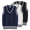 Korean Spring and Autumn Twisted V-neck Children's Knitted Vest Primary and Secondary School Uniform Boys and Girls Sweater Vest