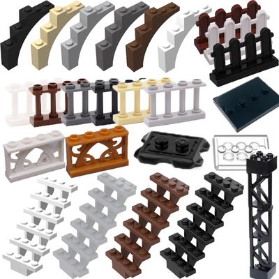 MOC Городская архитектура Строительные блоки Базовые аксессуары Заборы Лестницы Дома Сады Стволы деревьев Кирпичи Совместимая игрушка Подарок X031