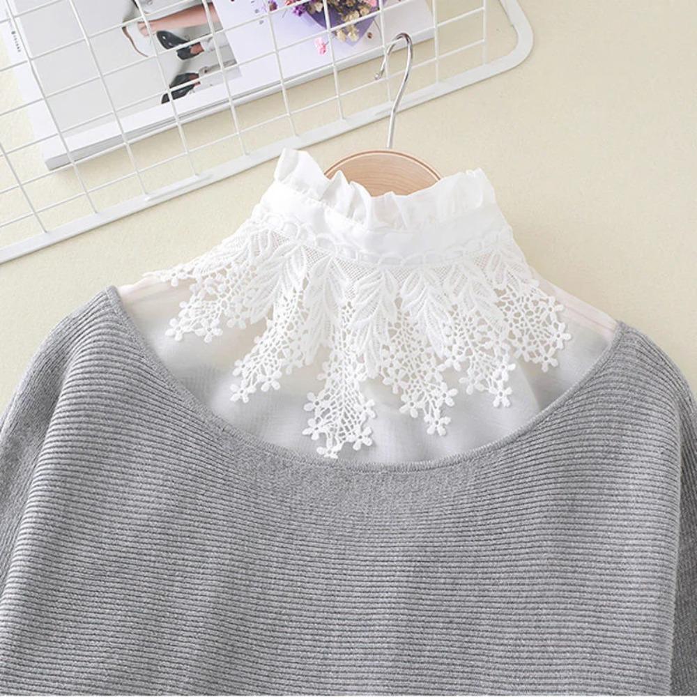 Ear Edge Pleated Fake Collar Versatile Collar Shirt Organza Decoration White Shirt For Women