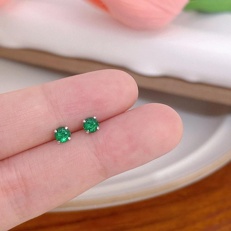 Серьги-пусеты с цирконом простого цвета в стиле легкой роскоши, нишевый дизайн, высококлассные серьги, темпераментные свежие серьги