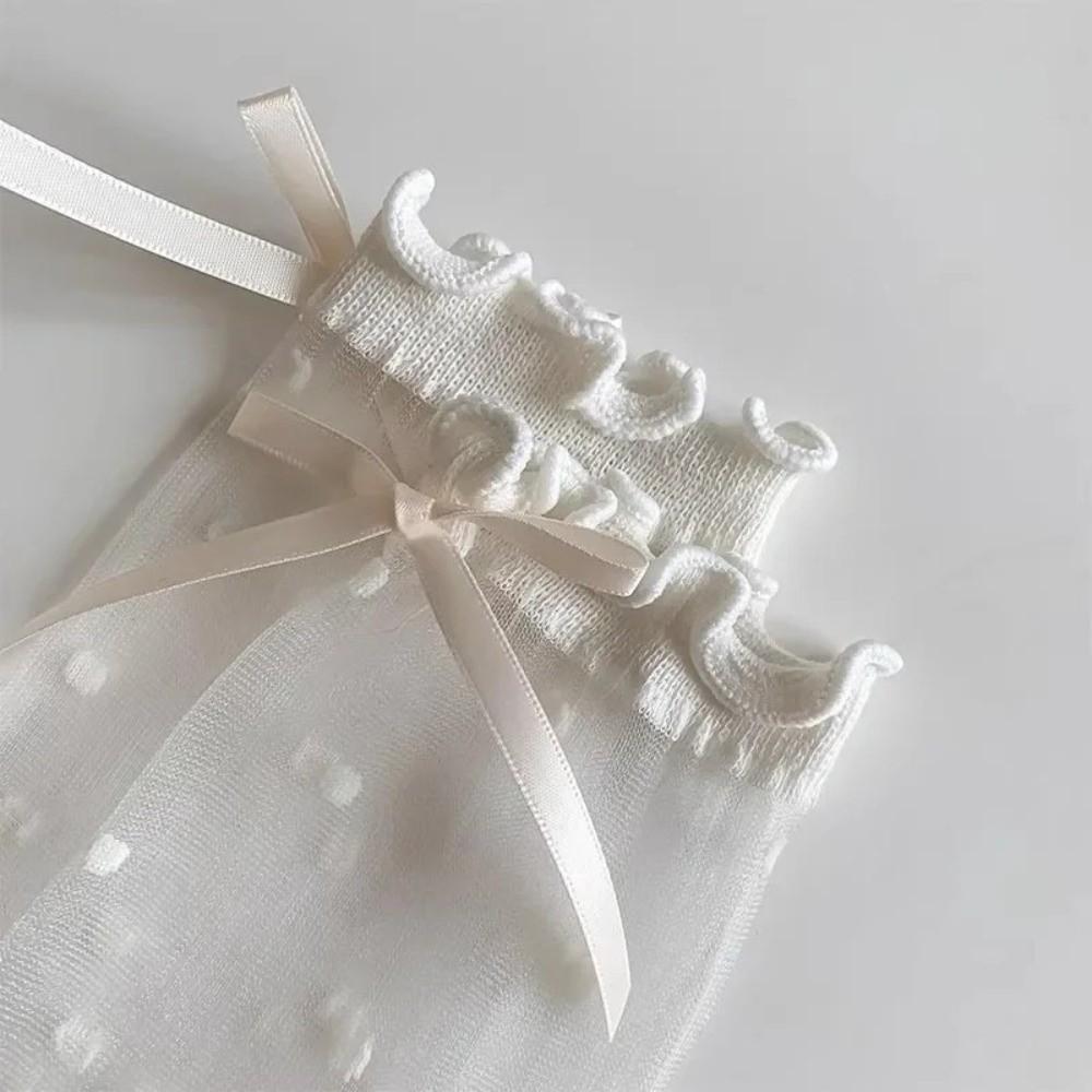 Soft Lolita Socks Crystal Silk Long Socks Comfortable Polka Dot Sock Girls